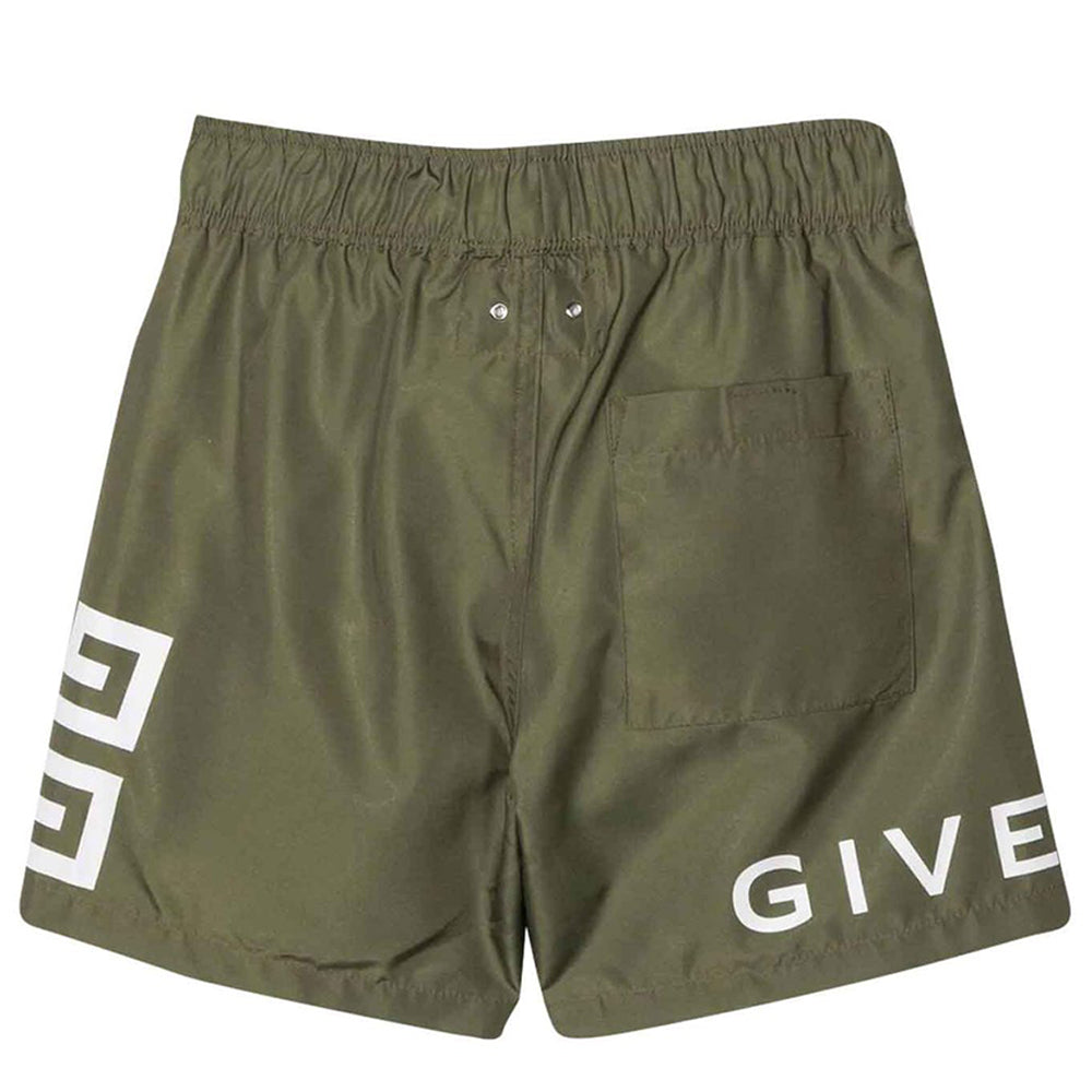Givenchy Boys Logo Swim-shorts Khaki 4Y