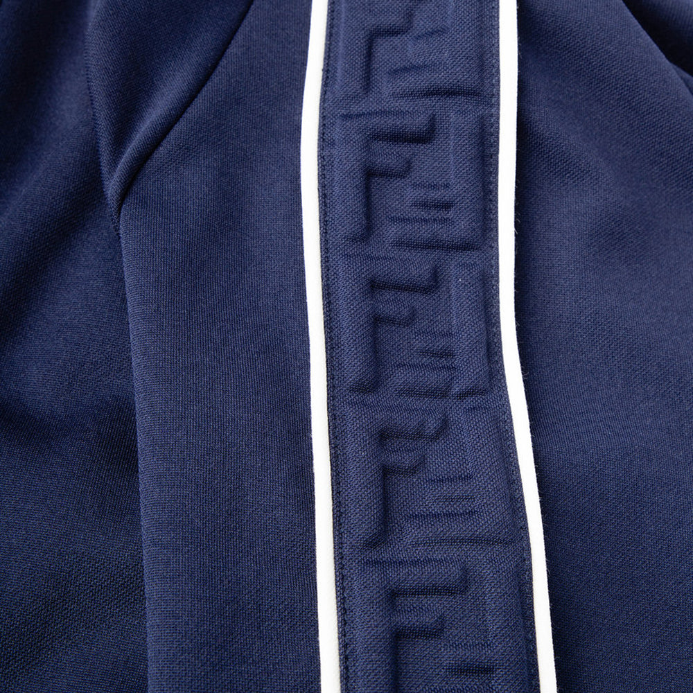 Fendi Boys Embossed Logo Zip Top Navy 10A