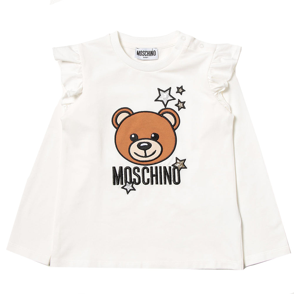 Moschino Baby Girls Bear Print T-shirt White 3Y