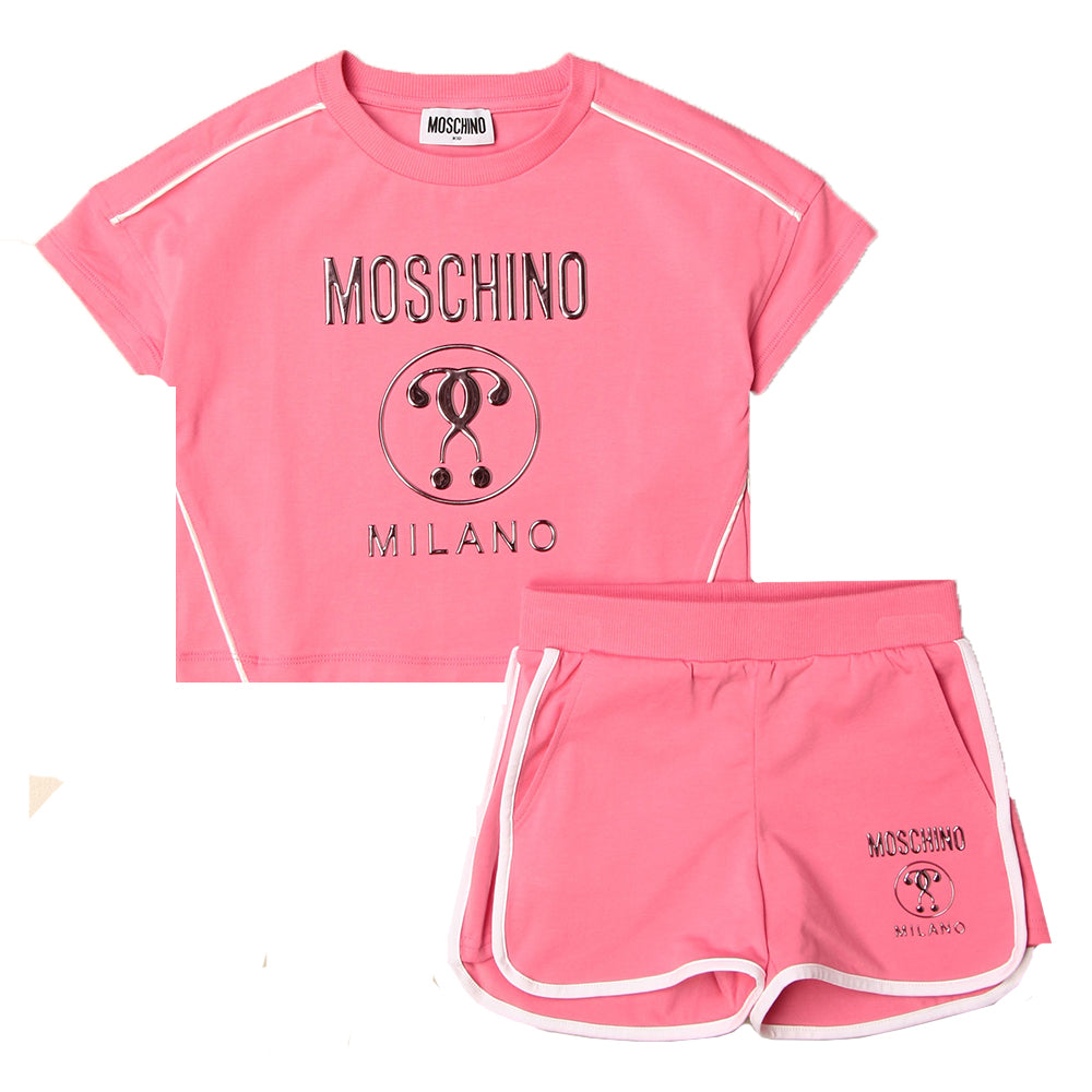 Moschino Girls T-shirt And Shorts Set Pink 12Y