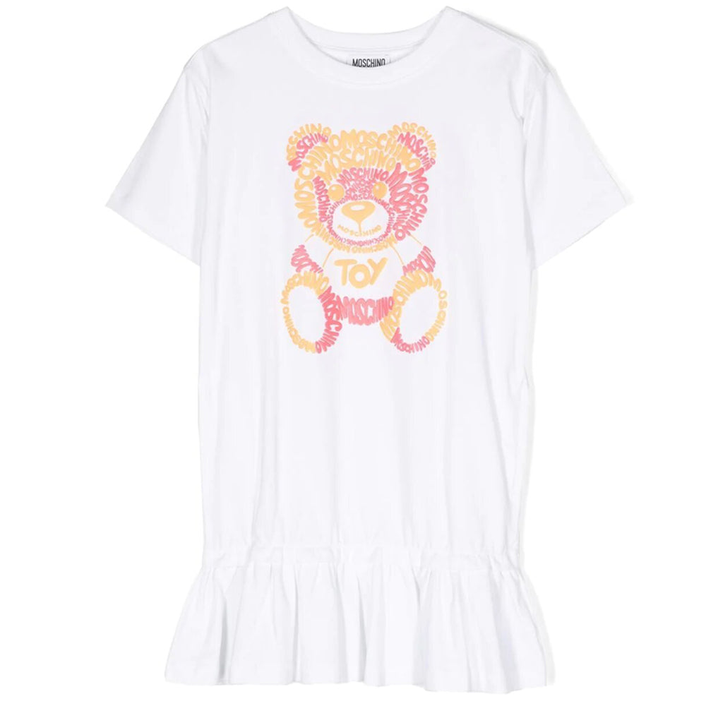 Moschino Girls White Teddy Bear Dress 6A Optical