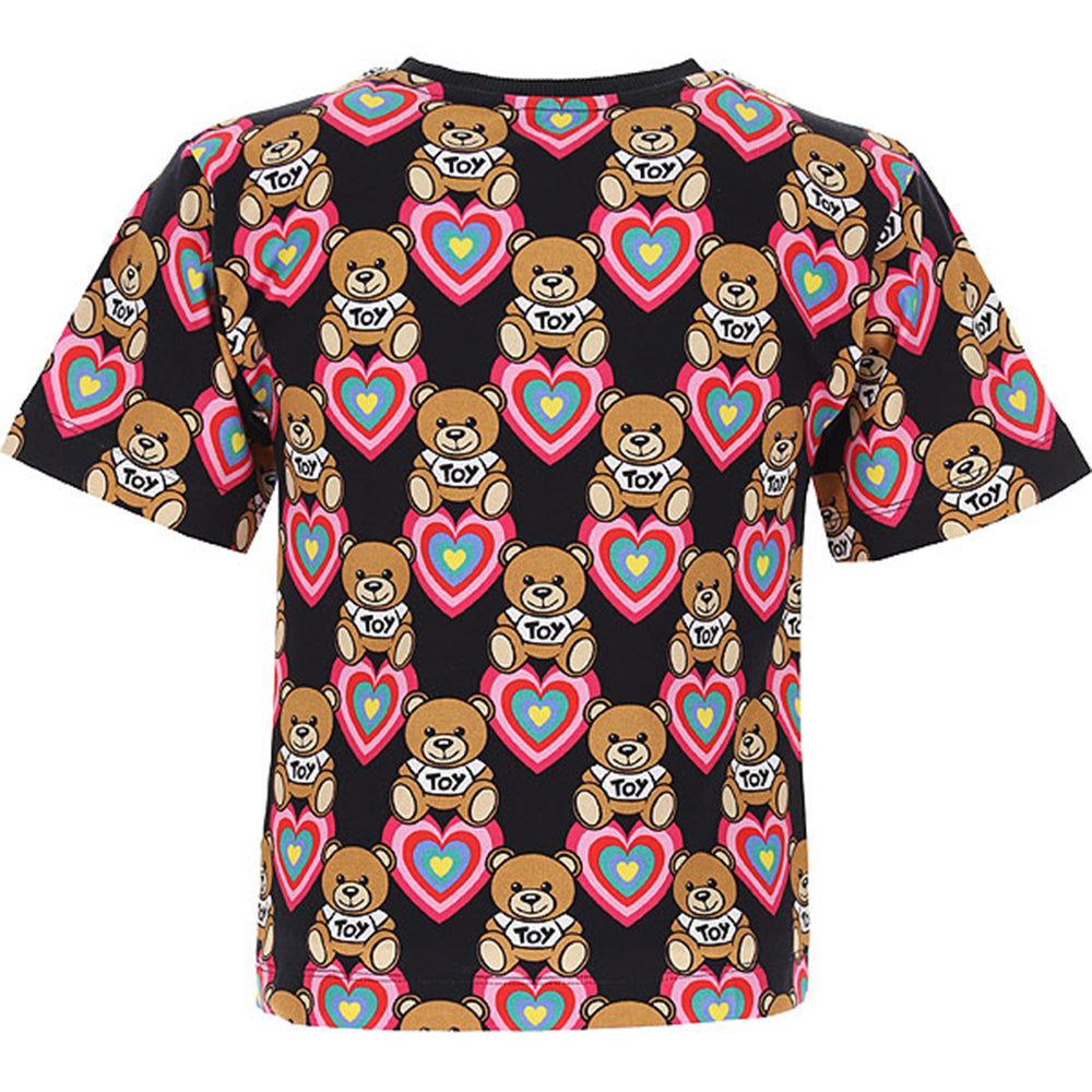 Moschino Girls Teddy Heart T-shirt Black 10Y