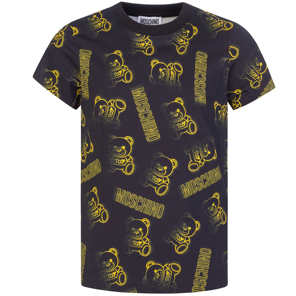 Moschino Boys Blurred Effect T-shirt Black 4A TOY Dots