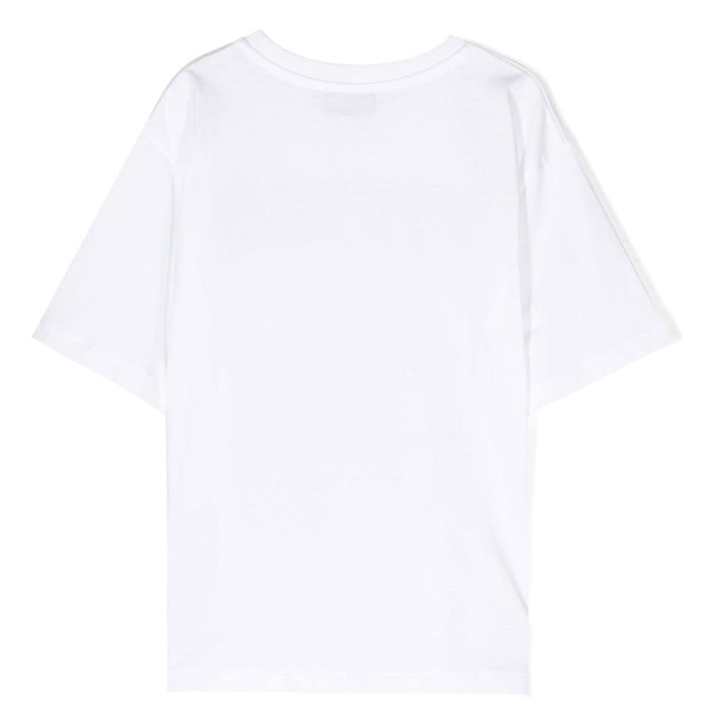Moschino Boys Metallic Logo T-shirt White 14A Optical