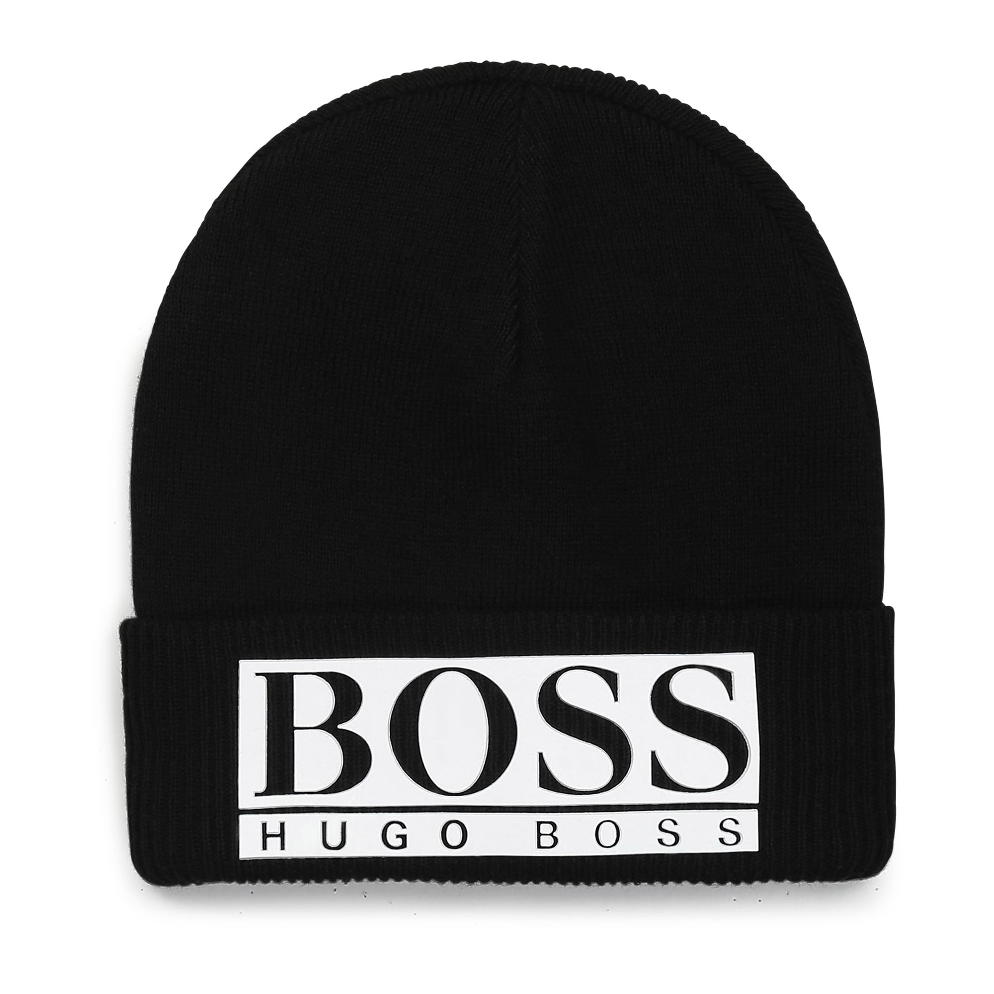 Hugo Boss Boys Black Logo Beanie Hat 56 Cm