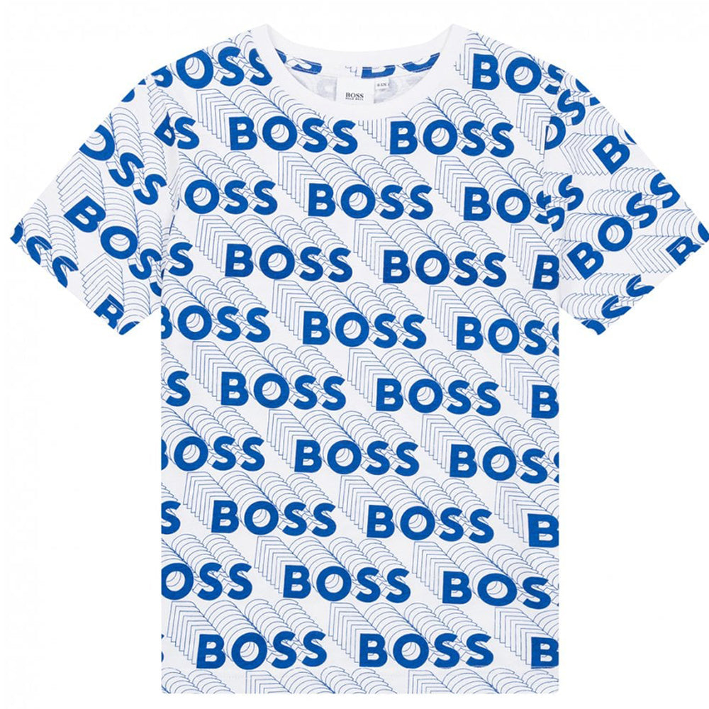 Hugo Boss Boys 3D Effect Logo T-shirt White 14Y