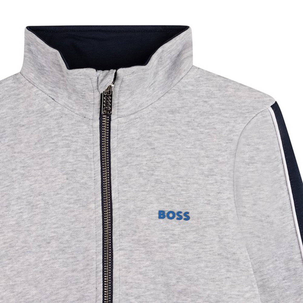 Hugo Boss Boys Logo Zip Top Grey 14Y