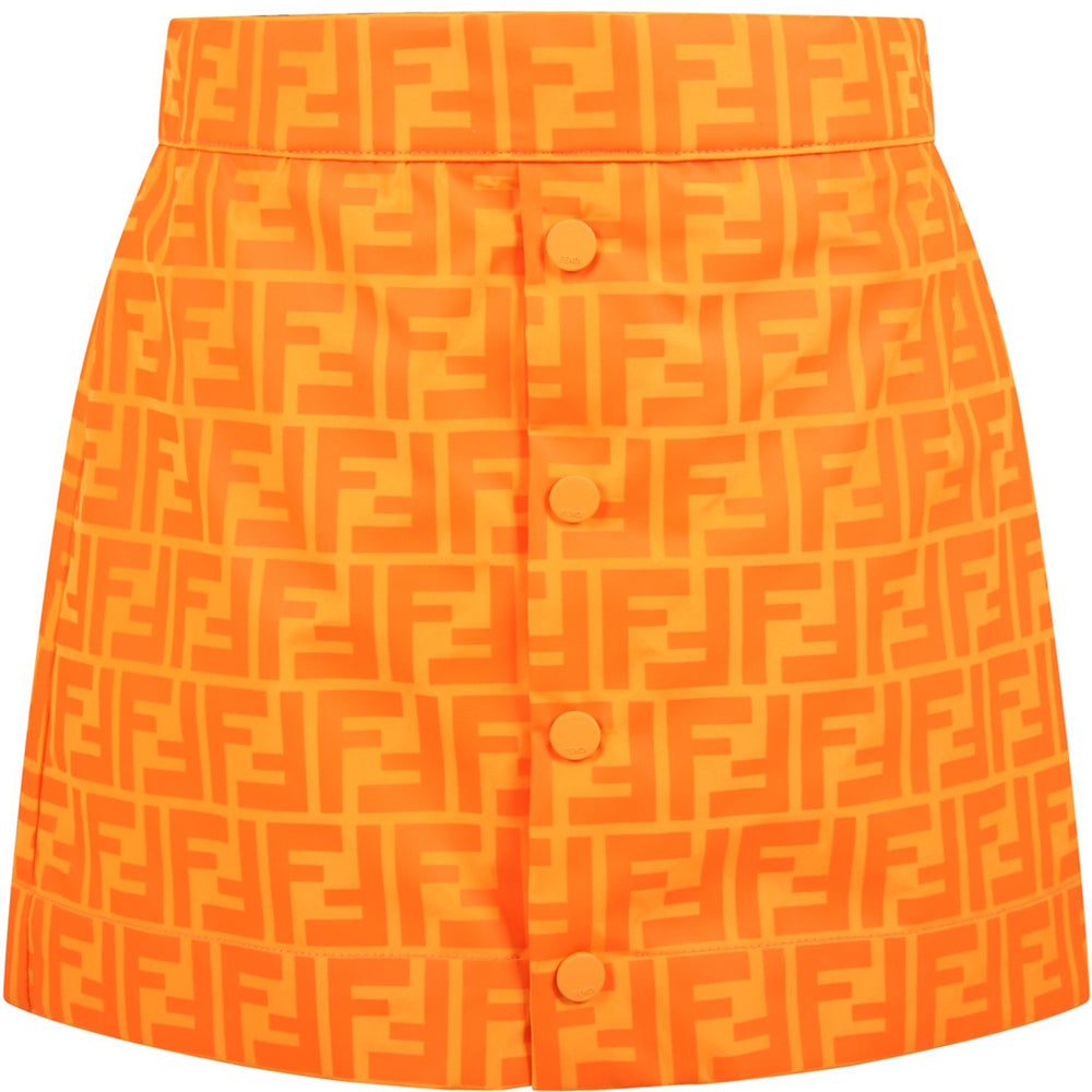 Fendi Girls FF Logo Skirt Orange 8Y