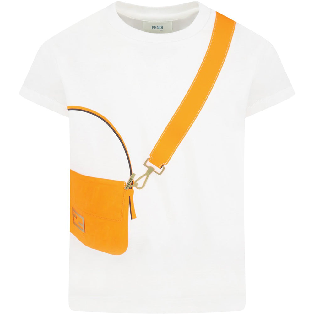 FENDI FENDI GIRLS PURSE PRINT T-SHIRT,JFI242 7AJ F1FX0-1