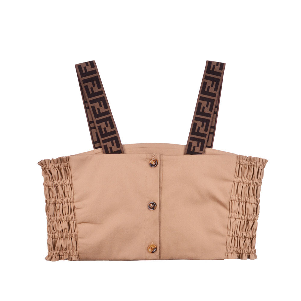 Fendi Girls FF Strap Top Beige 6Y