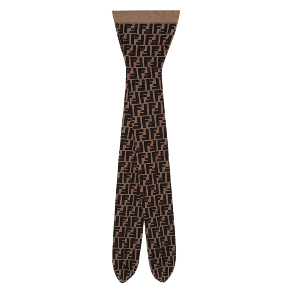 Fendi Girls FF Print Tights Brown 111