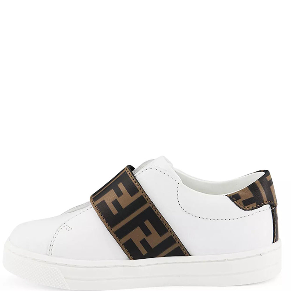 Fendi Kids Unisex Monogram Strap Sneakers White EU 21