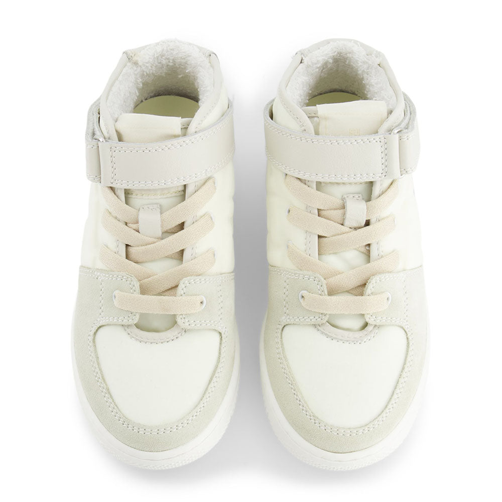 Fendi Kids Unisex Vory Faux Leather High-top Sneakers White Eu38