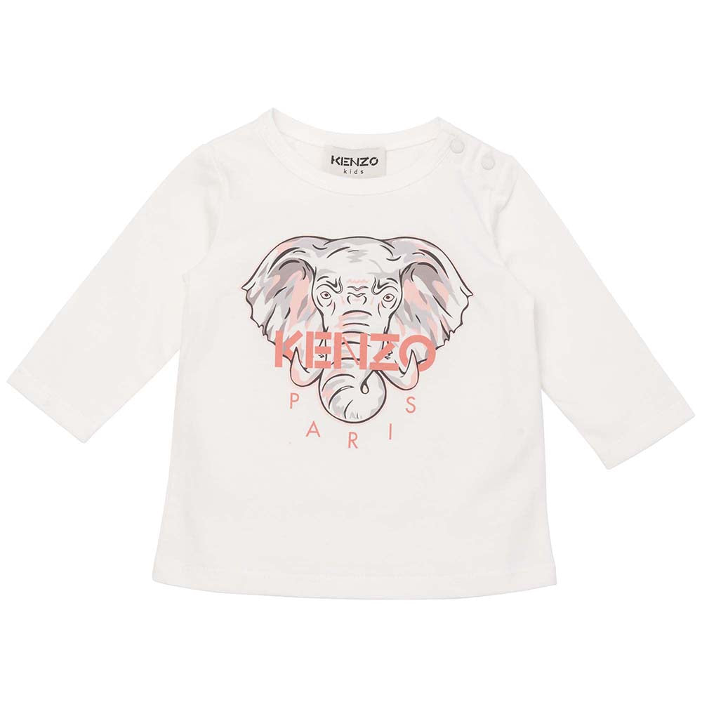 Kenzo Baby Girls Elephant Print T-shirt White 6M