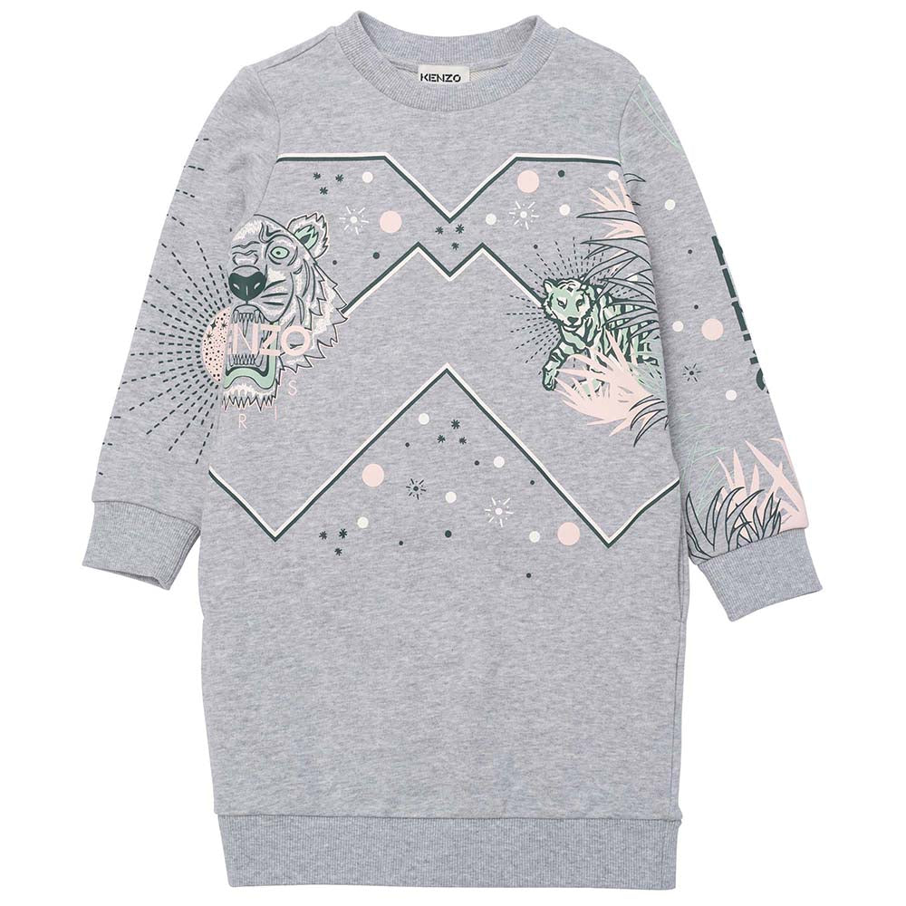 Kenzo Girls Tiger Sweatshirt Dress Grey - 2A GREY