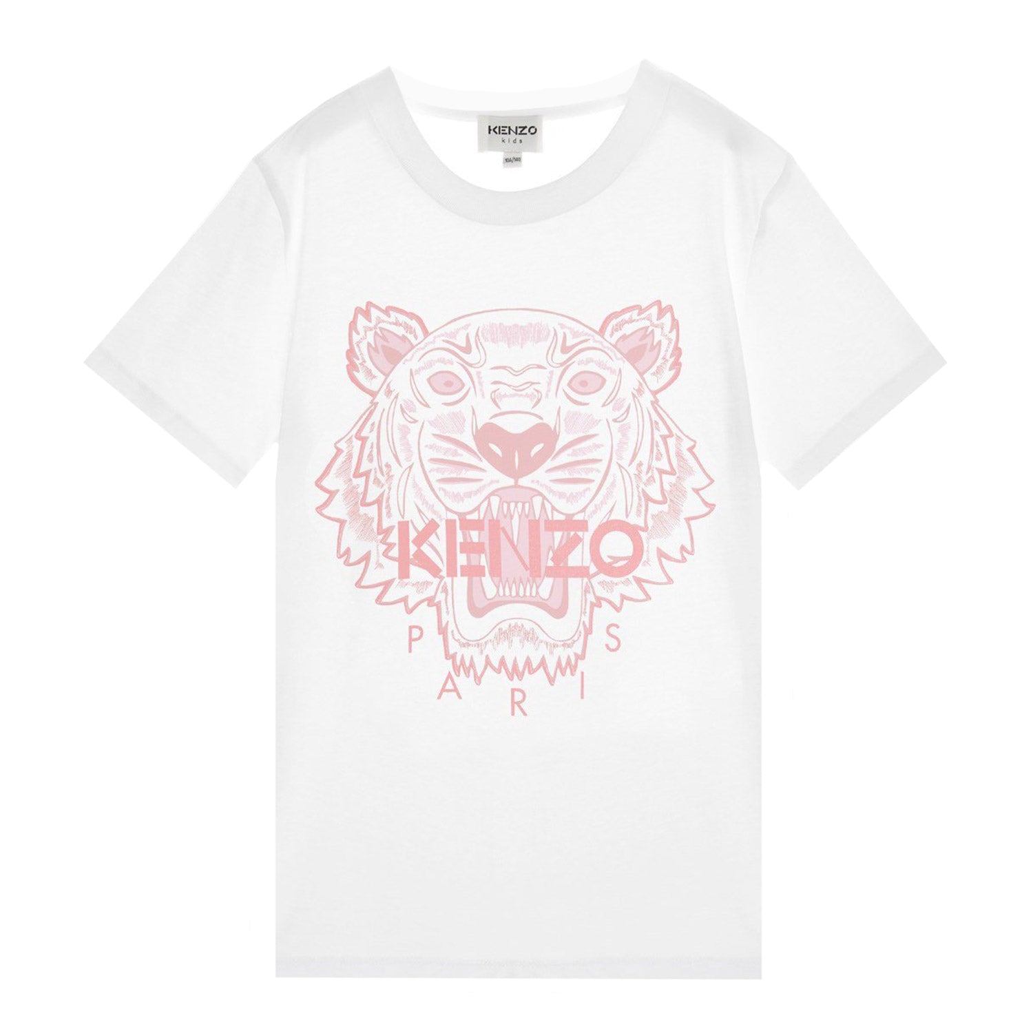 Kenzo Girls Tiger Logo T-shirt White 10Y Pink