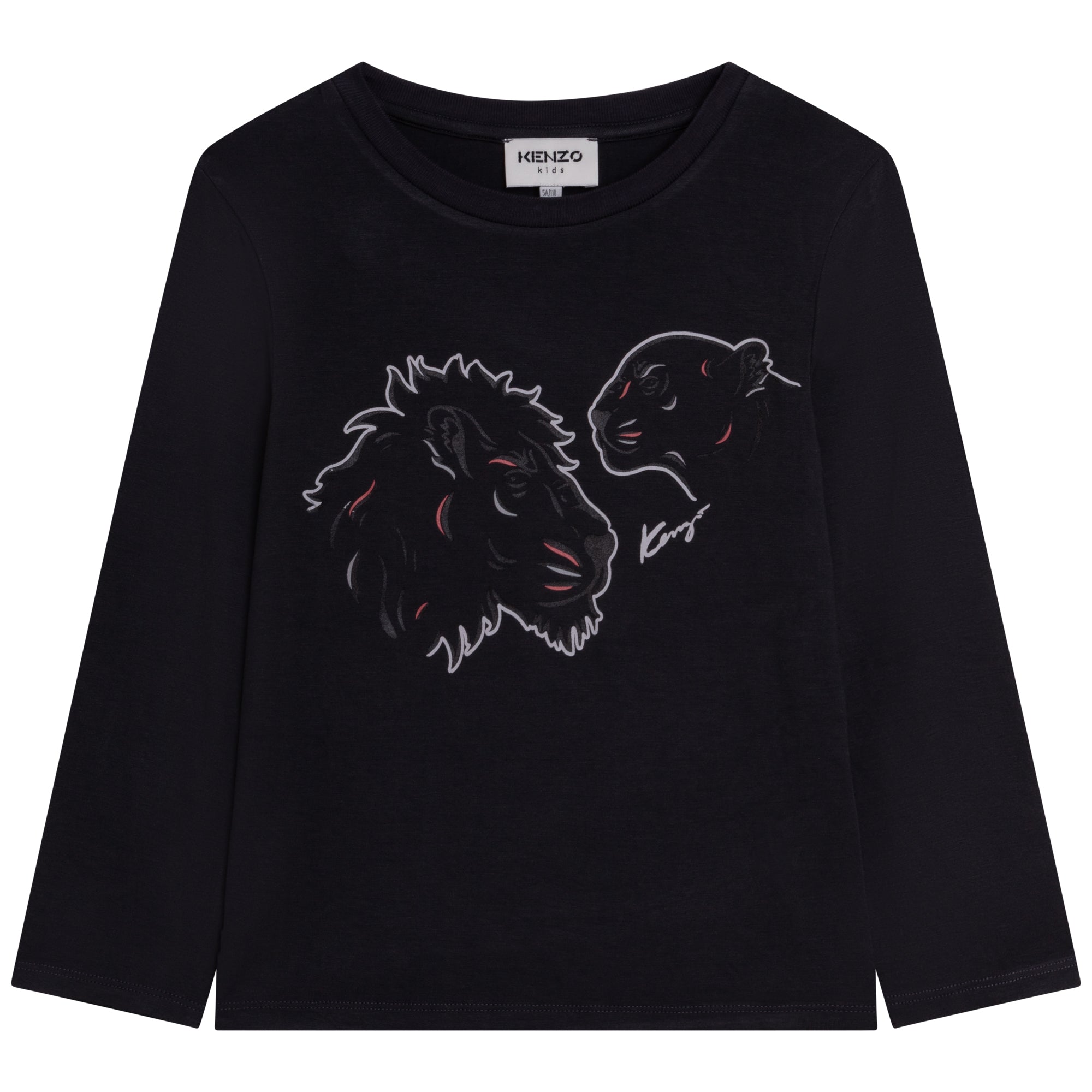 Kenzo Boys Tiger Print Long Sleeve T-shirt Charcoal Grey 14Y