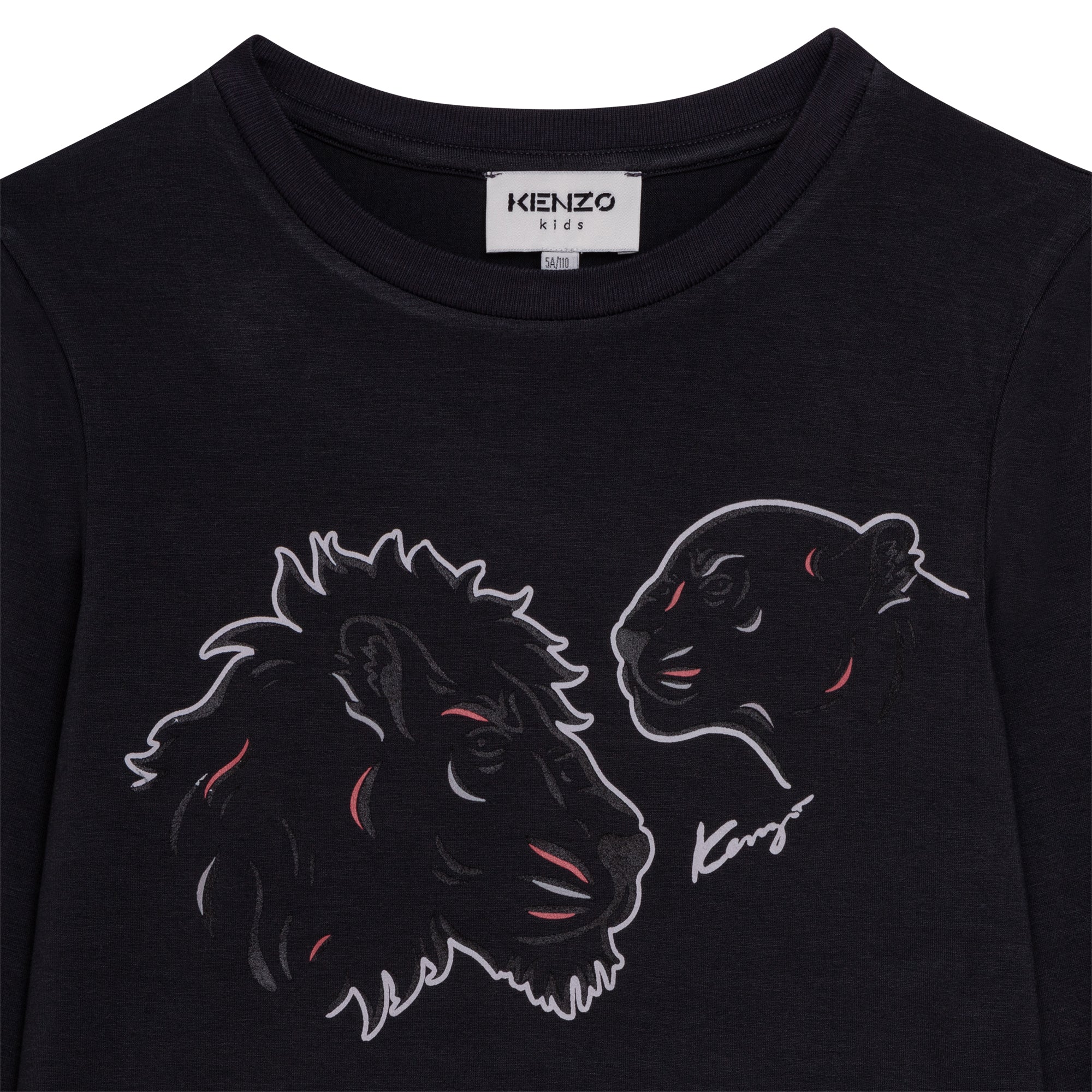 Kenzo Boys Tiger Print Long Sleeve T-shirt Charcoal Grey 14Y