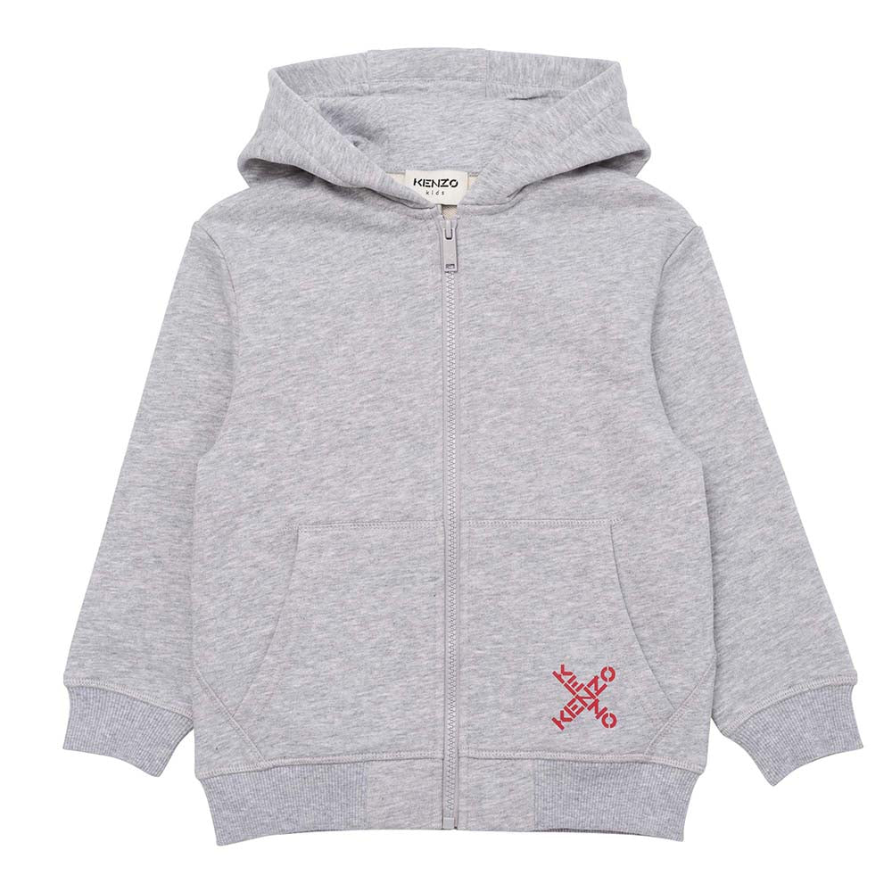 Kenzo Boys Big X Logo Hoodie Grey 4A