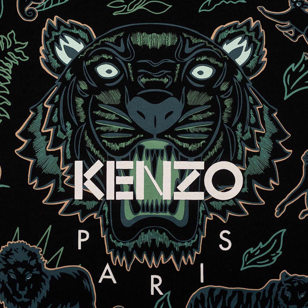 Kenzo Boys Tiger Print T-shirt Black 14A