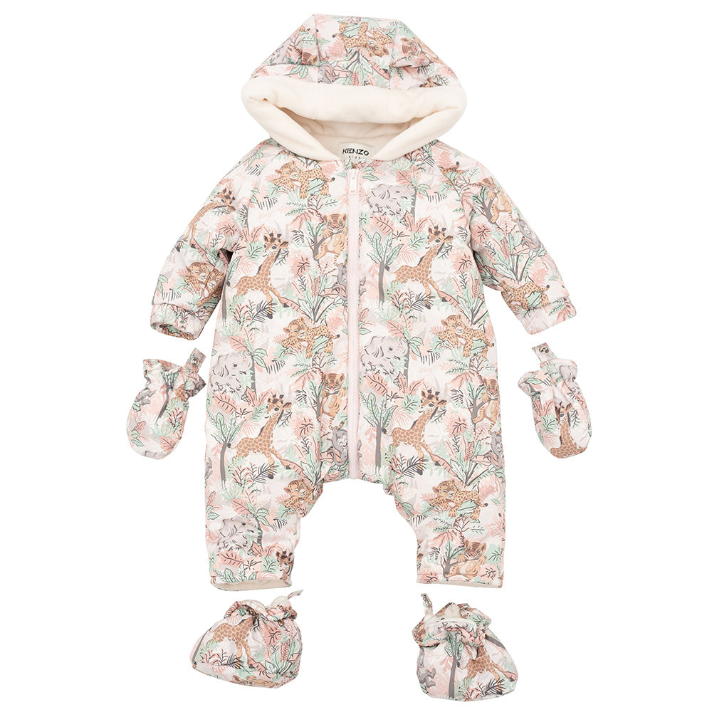 Kenzo Baby Girls Animal Print Snowsuit Pink 9M