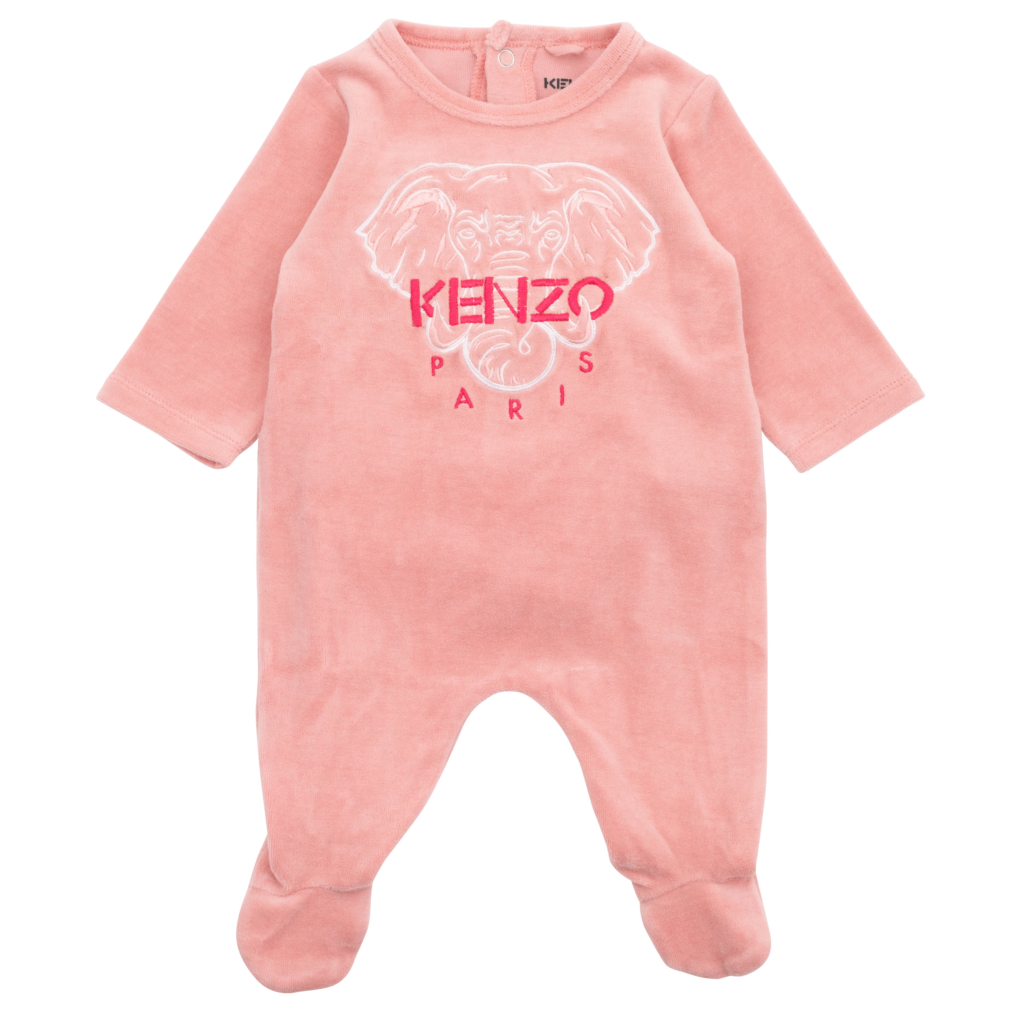 Kenzo Baby Girls Elephant Logo Sleepsuit 3M Pink