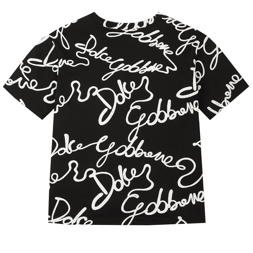 Dolce & Gabbana Jersey T-shirt With All-over Logo Print Black 12Y