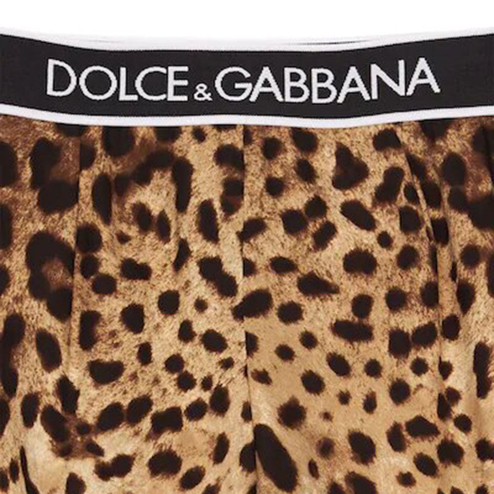 Dolce & Gabbana Girls Leopard Print Silk Leggings Brown 10Y