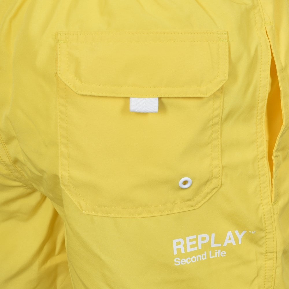 Replay Mens Logo Swim Shorts Yellow L