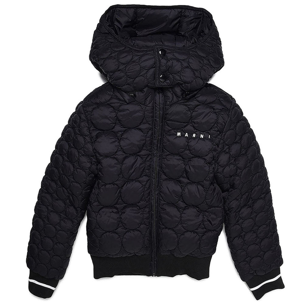 Marni Girls Printed Logo Hooded Jacket Black 12Y