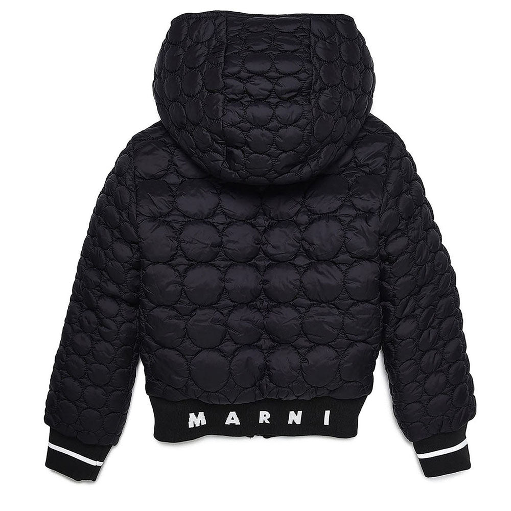 Marni Girls Printed Logo Hooded Jacket Black 8Y