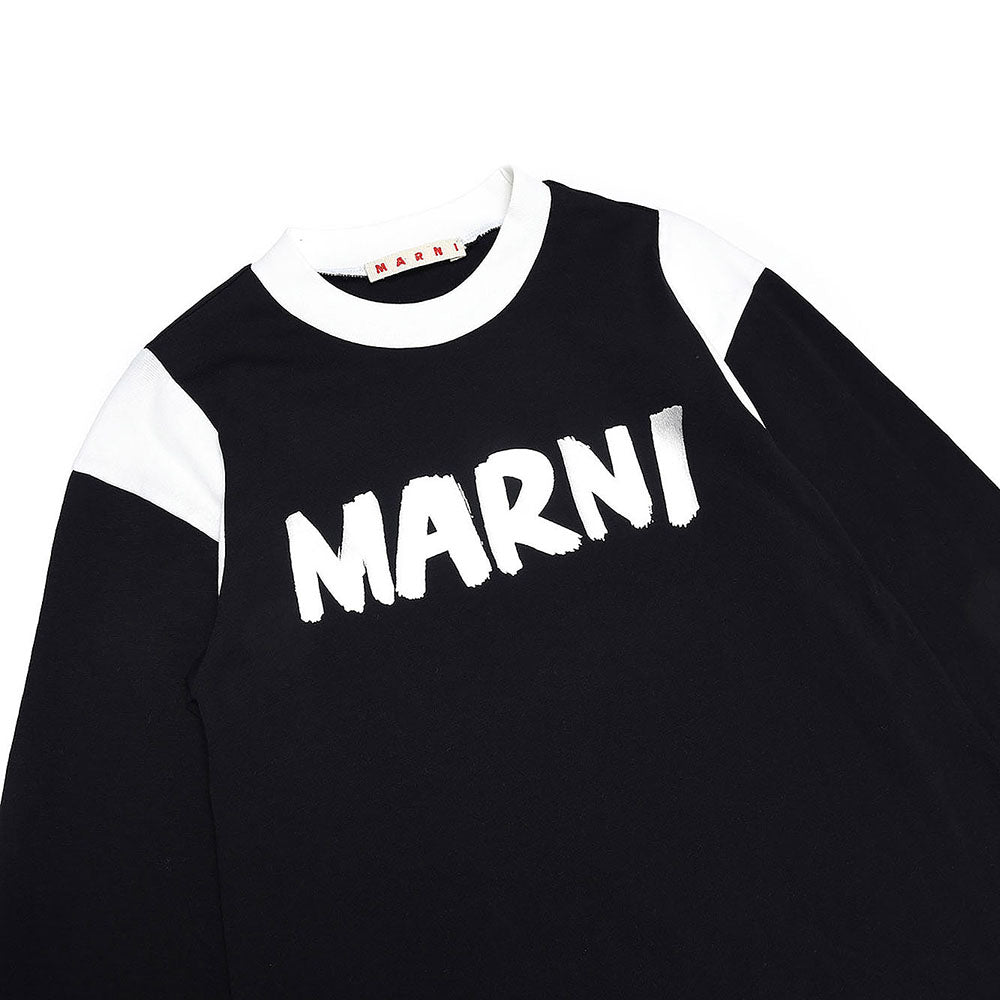 Marni Girls Jersey Dress With Asymmetrical Hem Black 6Y