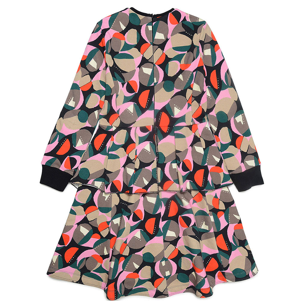 Marni Fleece Dress With All-over Abstract Print Black 6Y