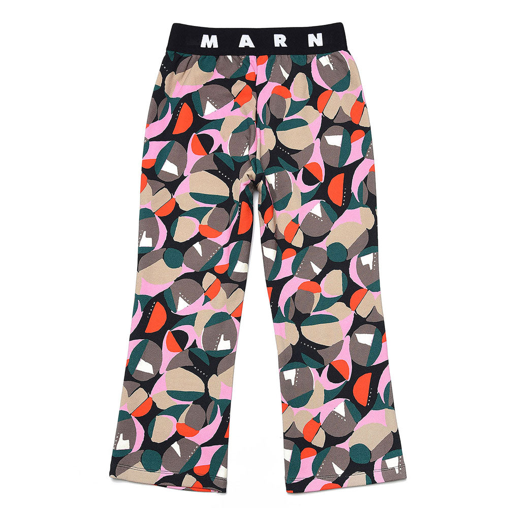 Marni Girls Fleece Pants With All-Over Abstract Print Black - 8Y