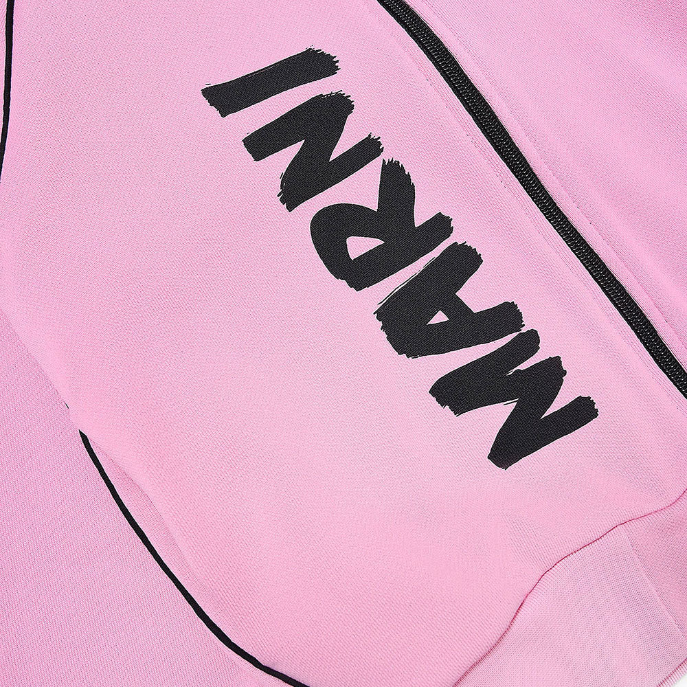 Marni Girls Zip Top With Vertical Brush Logo Pink 10Y
