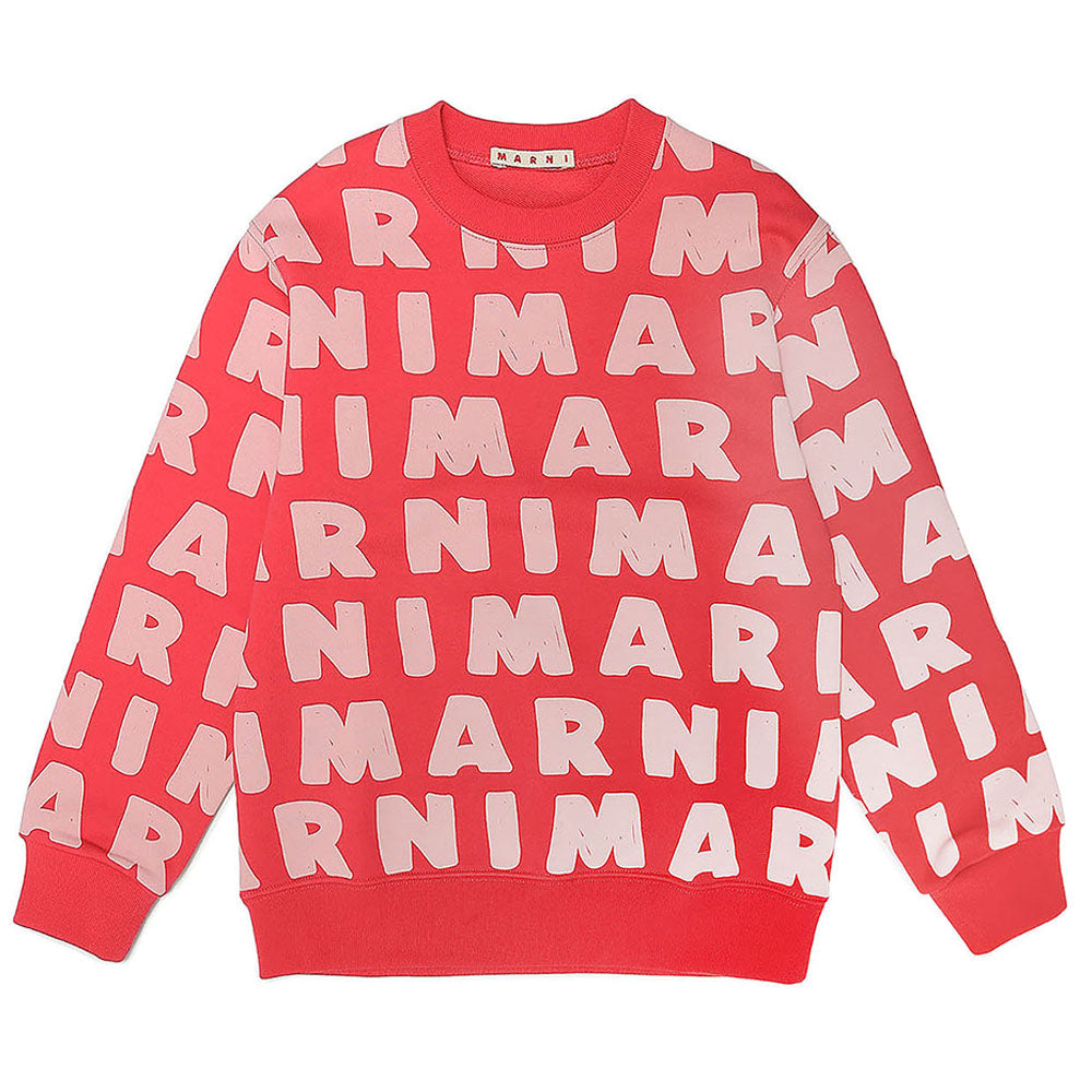 Marni Girls All-over Print Sweater Red 8Y