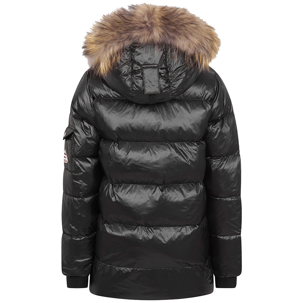 Pyrenex Girl Authentic Shiny Fur Jacket Black 14Y