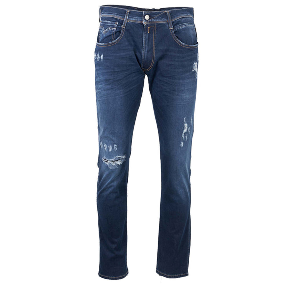 Replay Mens Broken And Repaired Jeans Blue 34