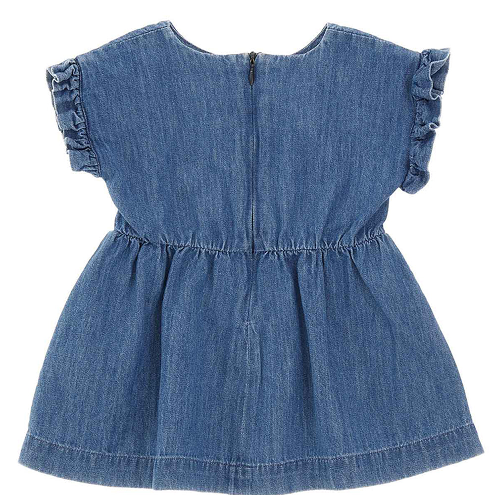 Moschino Baby Girls Denim Dress Blue 6/9 Bleach Light