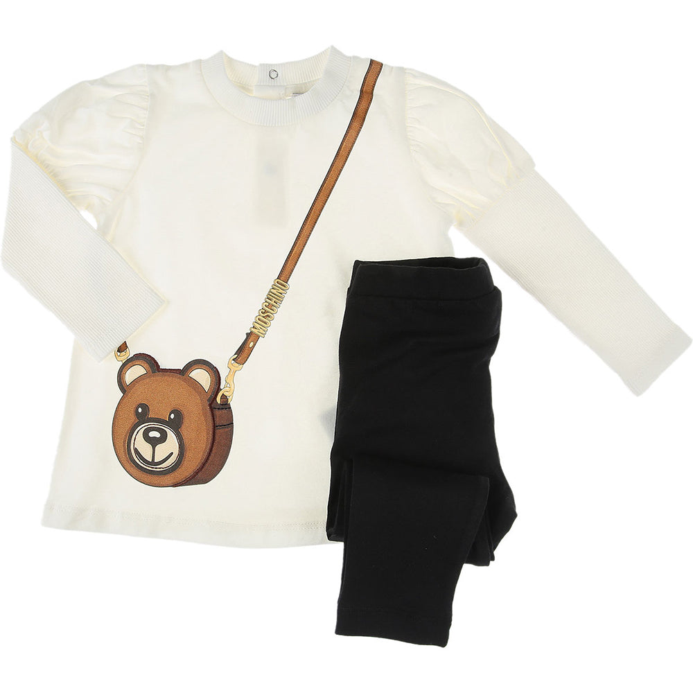 Moschino Baby Girls Teddy Bear T-shirt And Leggings Set White - 9M