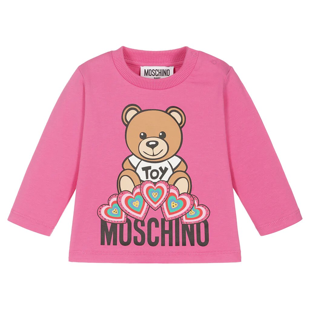 Moschino Girl Long Sleeve Sweatshirt With Bear Heart