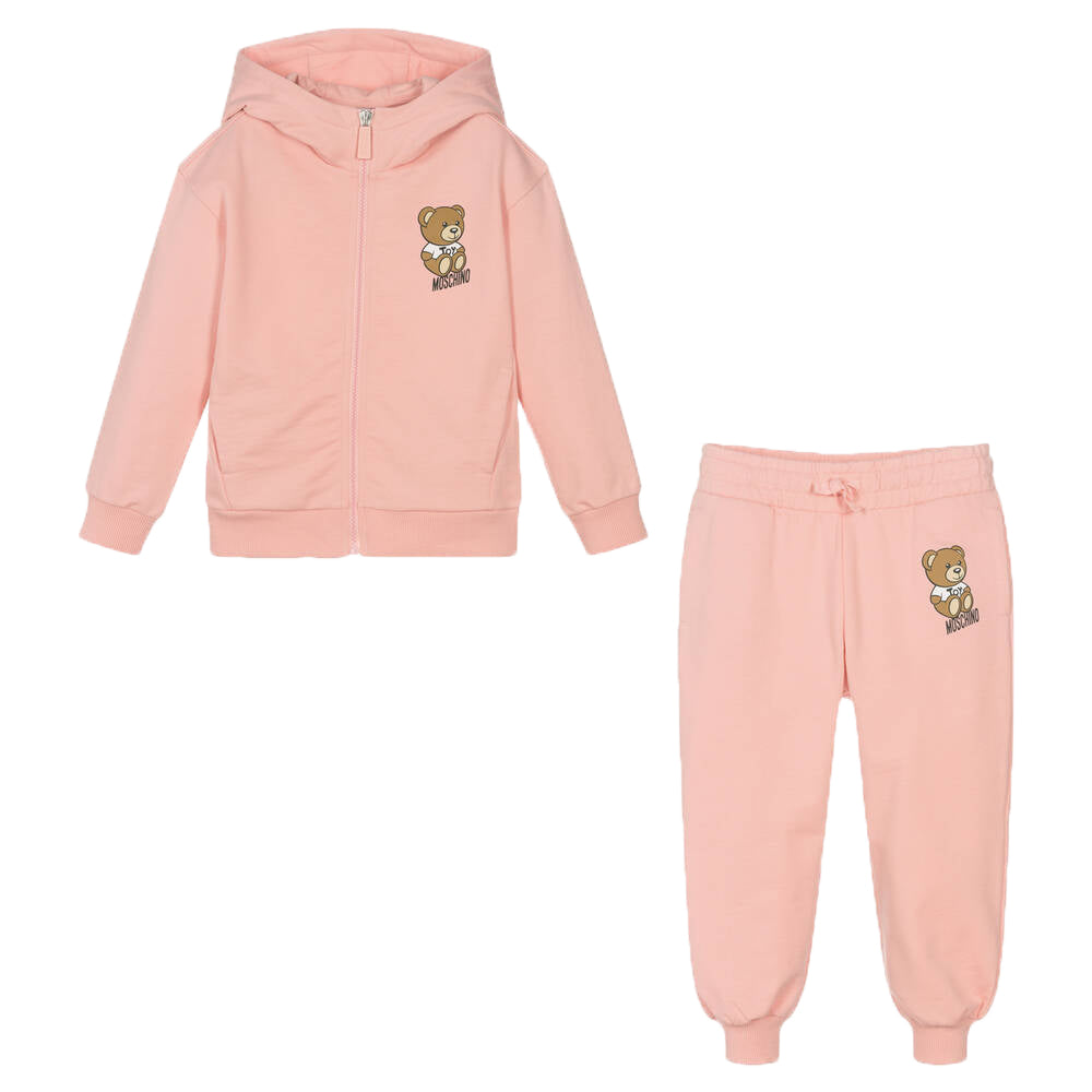 Moschino Baby Girls Teddy Bear Tracksuit Set Pink 9/12 Sugar Rose