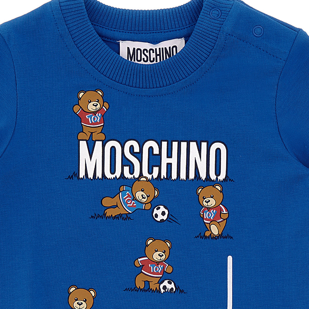 Moschino Baby Boys Football Print T-shirt Blue 9/12 Skydiver