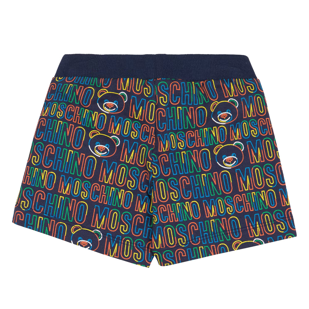 Moschino Baby Boys Repeat Logo Shorts Navy 12/18m