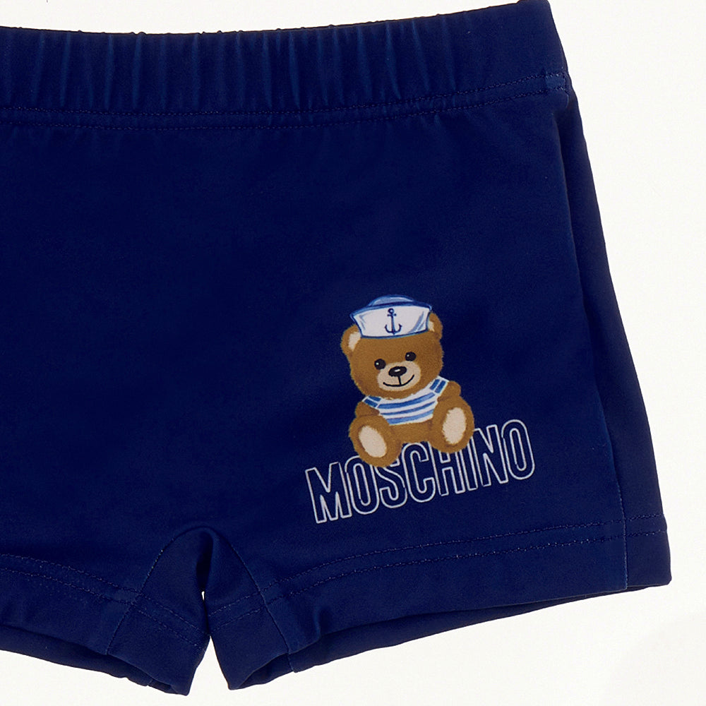 Moschino Baby Boys Teddy Bear Sailor Print Swim Shorts Navy 18/24 Blue