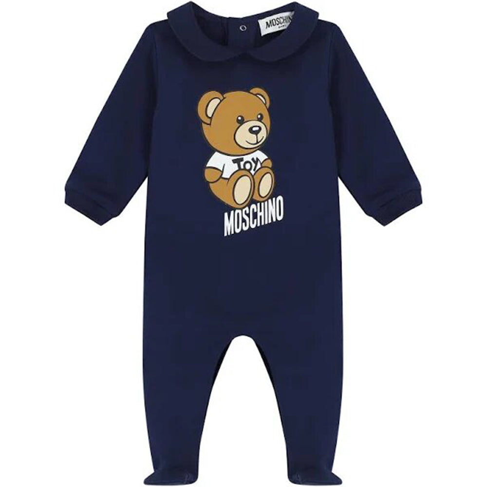Moschino Baby Boys Teddy Bear Motif Babygrow Navy 6/9m Blue