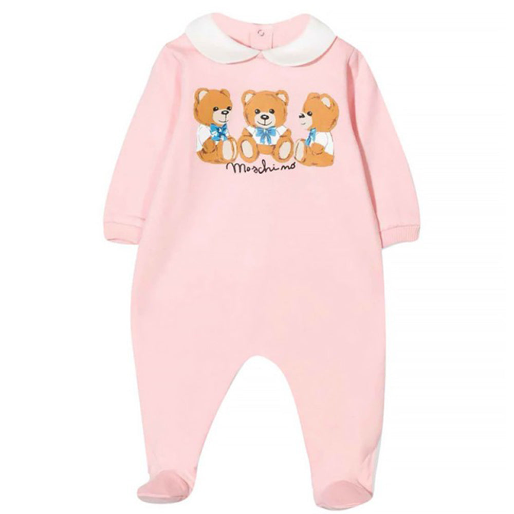 Moschino Baby Girls Teddy Bear Babygrow Pink 6M