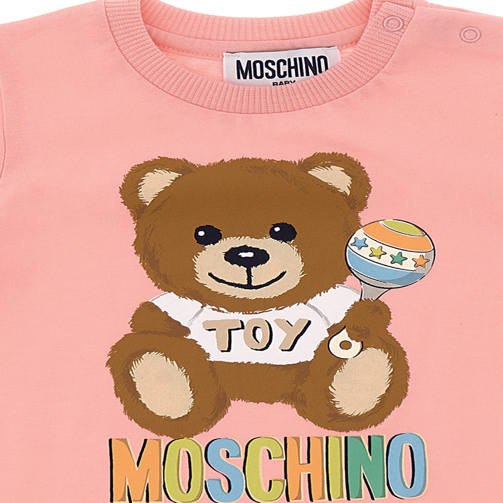 Moschino Baby Girls Teddy Bear Print Romper Pink 6/9m Sugar Rose