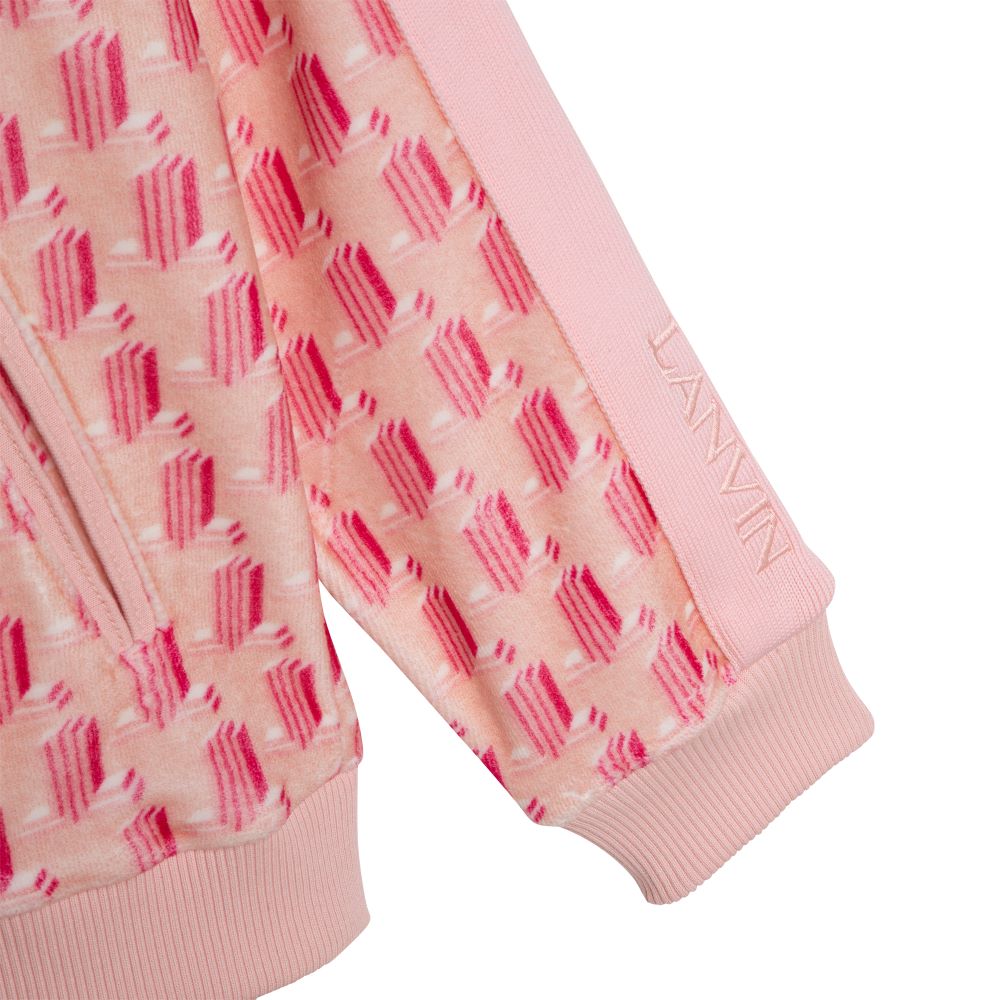 Lanvin Girls Logo Zip Up Sweater Pink 10Y