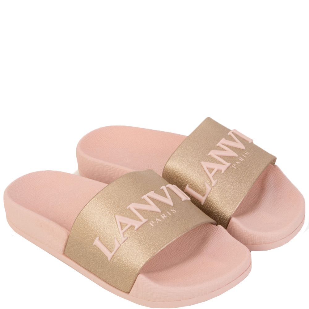 Lanvin Girls Logo Sliders Pink 35